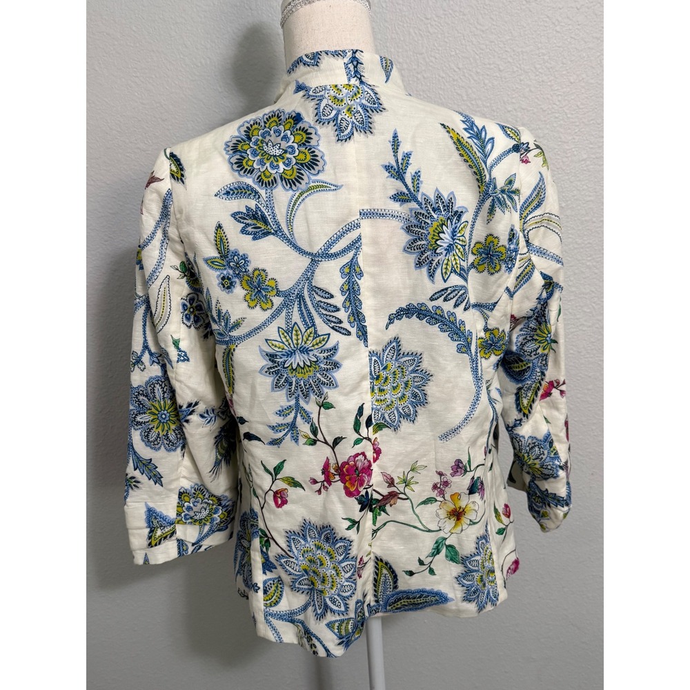 Caballero Kinsley Blazer Balinese Floral Linen Blend Open Front Jacket CA5048 L - Picture 5 of 7